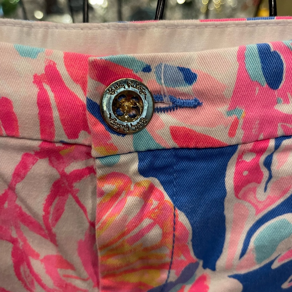 Lilly Pulitzer Pink and Blue Floral High Waist Shorts - Picture 3 of 11